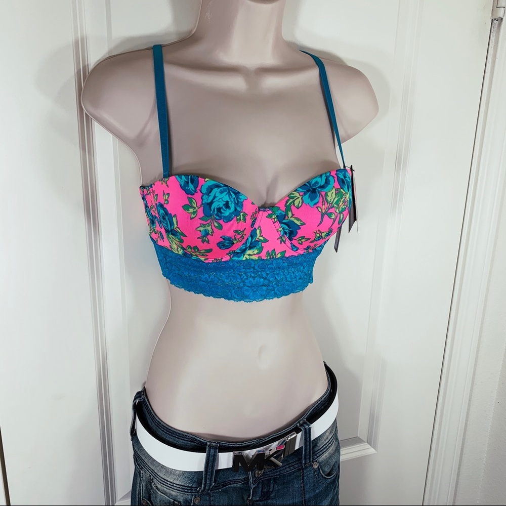 NWT Rampage Lace & Flowers Busty Bustier Corset Convertible Bra Sexy Crop Top - Picture 3 of 16